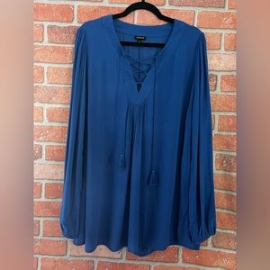Boho Blouse in Royal w/Cords and Tassels